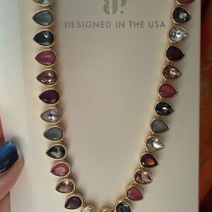 Chic Gold and Multicolor Teardrop Necklace